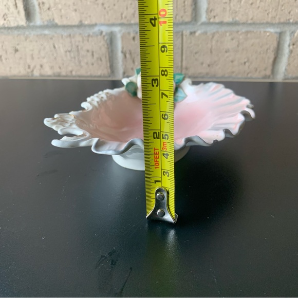 Pasaden Calif Forence Ceramics Pink Trinket Soap Dish Applied Flowers - Picture 6 of 11